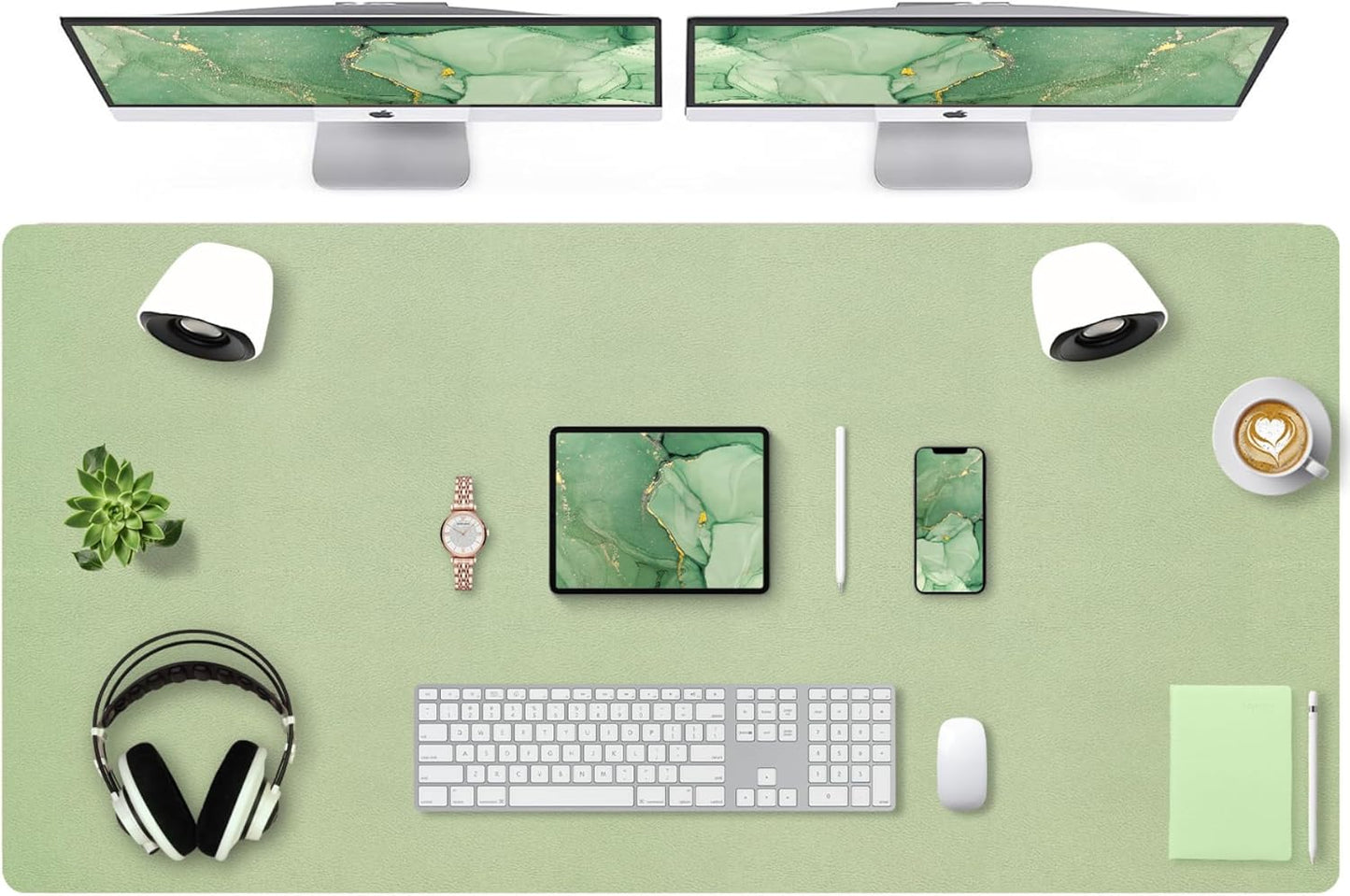 Bloss Leather Desk Pad and Keyboard Wrist Rest, Large Mouse Pad + Keyboard Pad+Mouse Wrist Support, Non-Slip Desk Mat Protector for Office, Home(31.5×15.7 Inches,Beige)