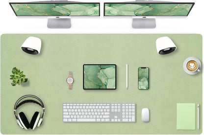 Bloss Leather Desk Pad and Keyboard Wrist Rest, Large Mouse Pad + Keyboard Pad+Mouse Wrist Support, Non-Slip Desk Mat Protector for Office, Home(31.5×15.7 Inches,Beige)