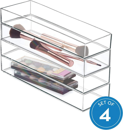 iDesign Clarity Drawer, Kitchen and Bathroom Organization Silverware, Spatulas, Gadgets, Large-Set of 2