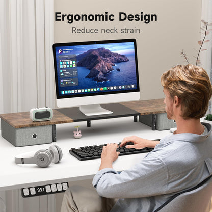 suptek Dual Monitor Stand Riser, 32.28Inch Large Monitor Stands for 2 Monitors, Computer Monitor Stand, Wooden Desktop Oraganizer Shelf for Office Desk Computer,TV,Laptop