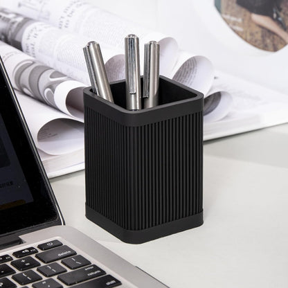 HighHerz Aesthetic Pen Holder For Desk, Modern Silicone Pencil Holder, Stylish Office Desk Decor, Made of 5 mm Thickened Premium Silicone, Office Desk Organizer And Accessories (Black) | For Desk, Modern