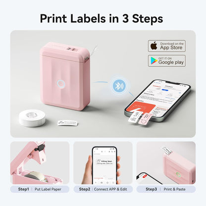 NIIMBOT D110 Upgraded Version Mini Label Maker Machine with Tape, Portable Bluetooth Thermal Printer, Sticker Labeler with Multiple Templates for Office Organization Home Kitchen School, White