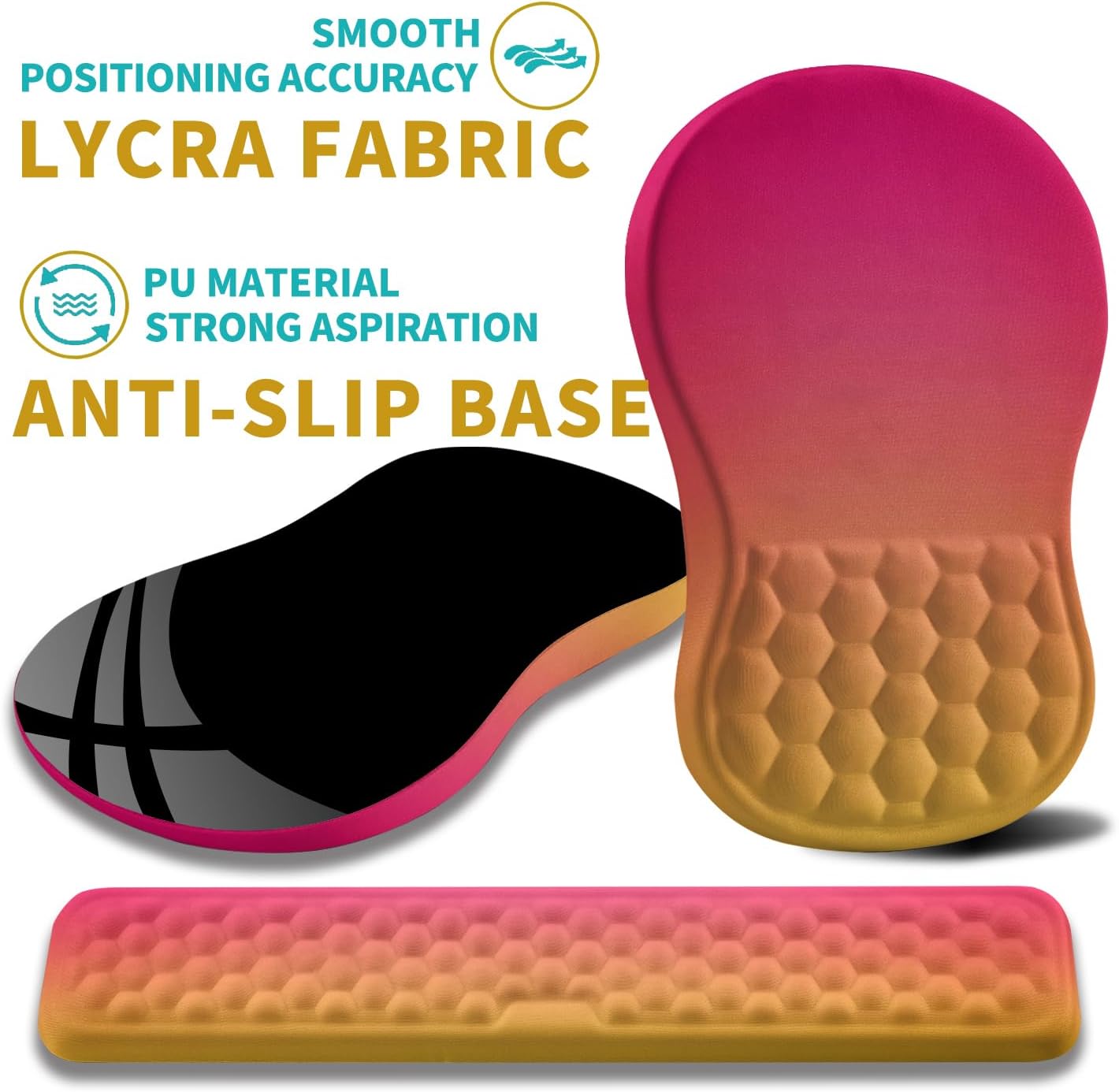 Hokafenle 2 in 1 Ergonomic Mouse Pad Wrist Support & Wrist Rest for Computer Keyboard Set, with Relieve Carpal Tunnel Pain Massage Bulge and Full Memory Gel Design (2In1 Set, Light Green)