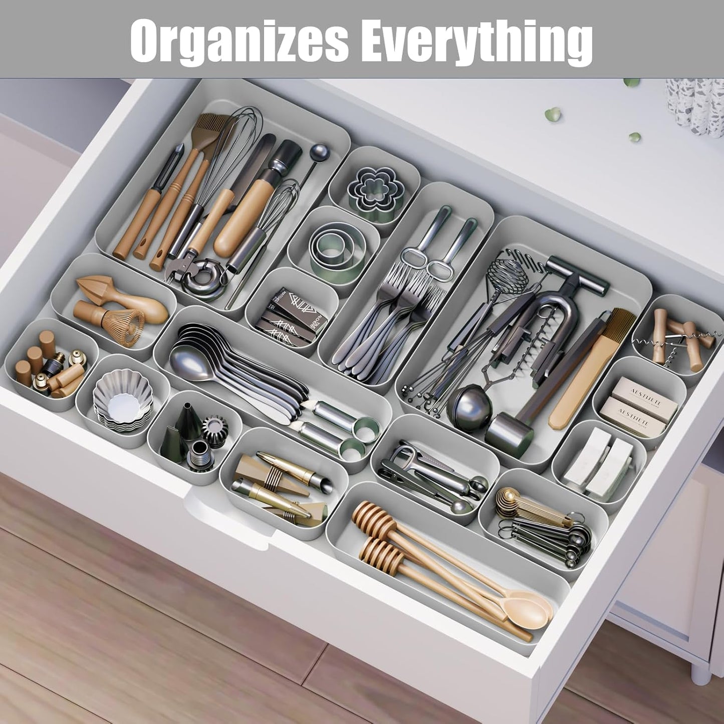 Plastic Drawer Organizers, 10 PCS Drawer Organizer Bins, Bathroom and Vanity Organizer Plastic Tray, Makeup organizer and storage for Makeup, Bedroom, Kitchen Gadgets Utensils and Office (Green)