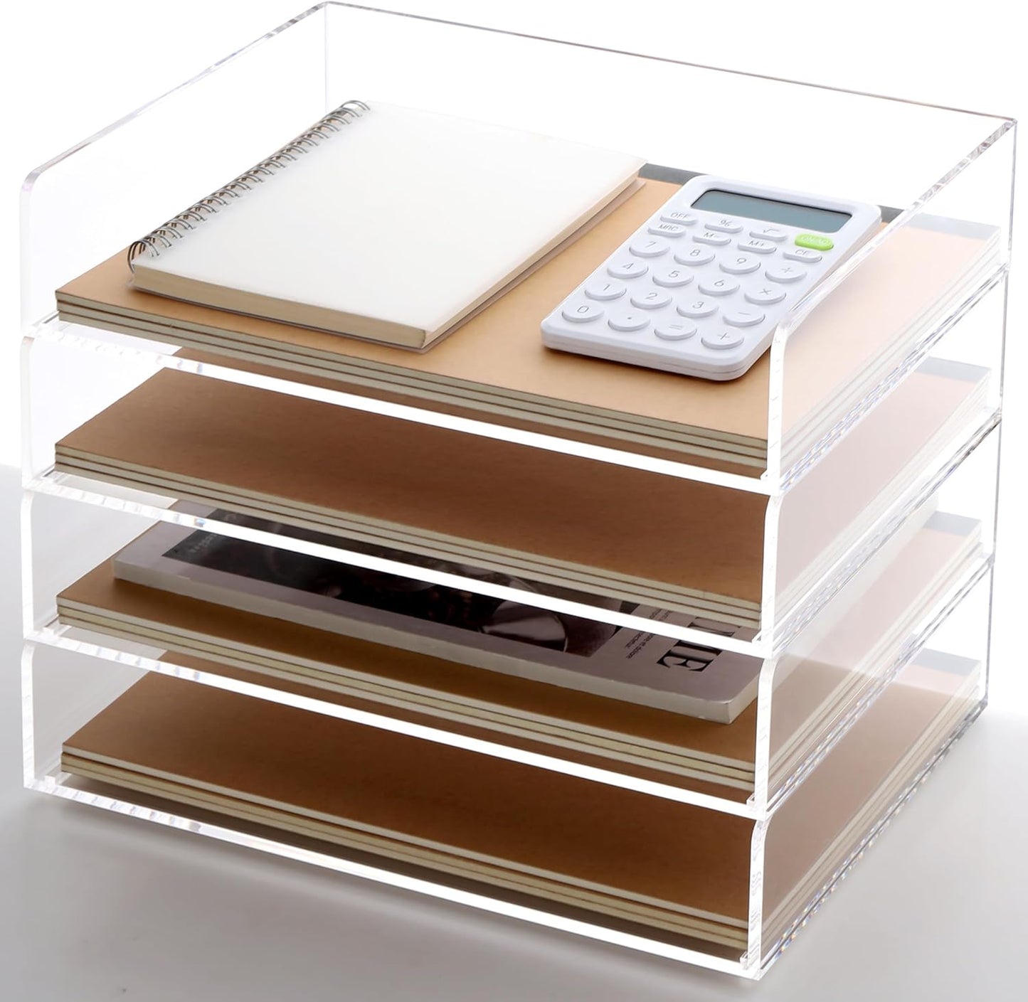 HeZone Paper Organizer Letter Tray, Clear Acrylic Paper Tray, School Teacher Office Supplies Organization, Stackable Desk File Organizer, Classroom Decor and Accessories-2 Pack…