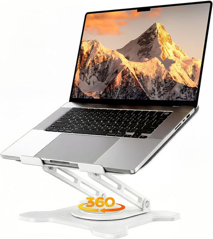 JCZT Adjustable Laptop Stand for Desk, 360° Rotating Base Ergonomic Computer Stand, Laptop Riser Foldable Protable for Office Home Fits Compatible with MacBook Pro/Air Notebook up to 10-16" Black