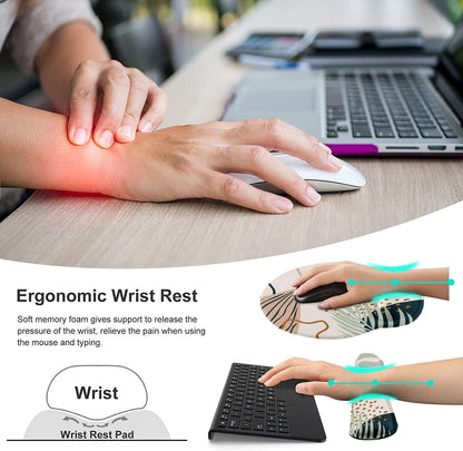 LATEEFAH Mouse Pad with Wrist Rest, 3-in-1 Gaming Mouse Pad, Keyboard Wrist Rest, Ergonomic Memory Foam Mousepad with Wrist Support for Computer Keyboard