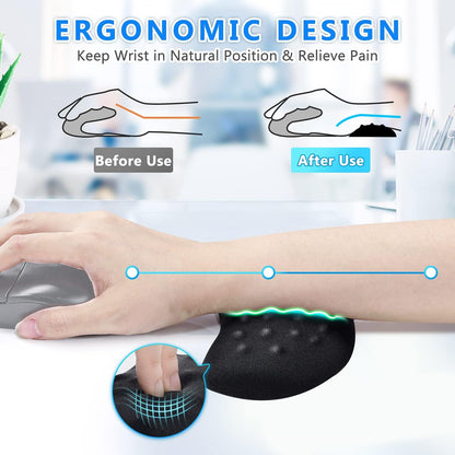 Gimars Upgrade Enlarge Silky and Superfine Fabric Gel Memory Foam Keyboard Wrist Rest Set, Ergonomic Keyboard Mouse Wrist Support for Typing Pain Relief, Comfort for Office, Gaming, Computer