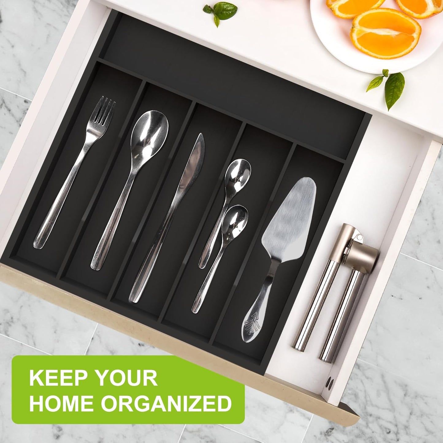 Unibambou Bamboo Utensil Drawer Organizer, Silverware Tray Organizer, Kitchen Drawer Organizer for Flatware Cutlery, (Natural, 3 Slots)