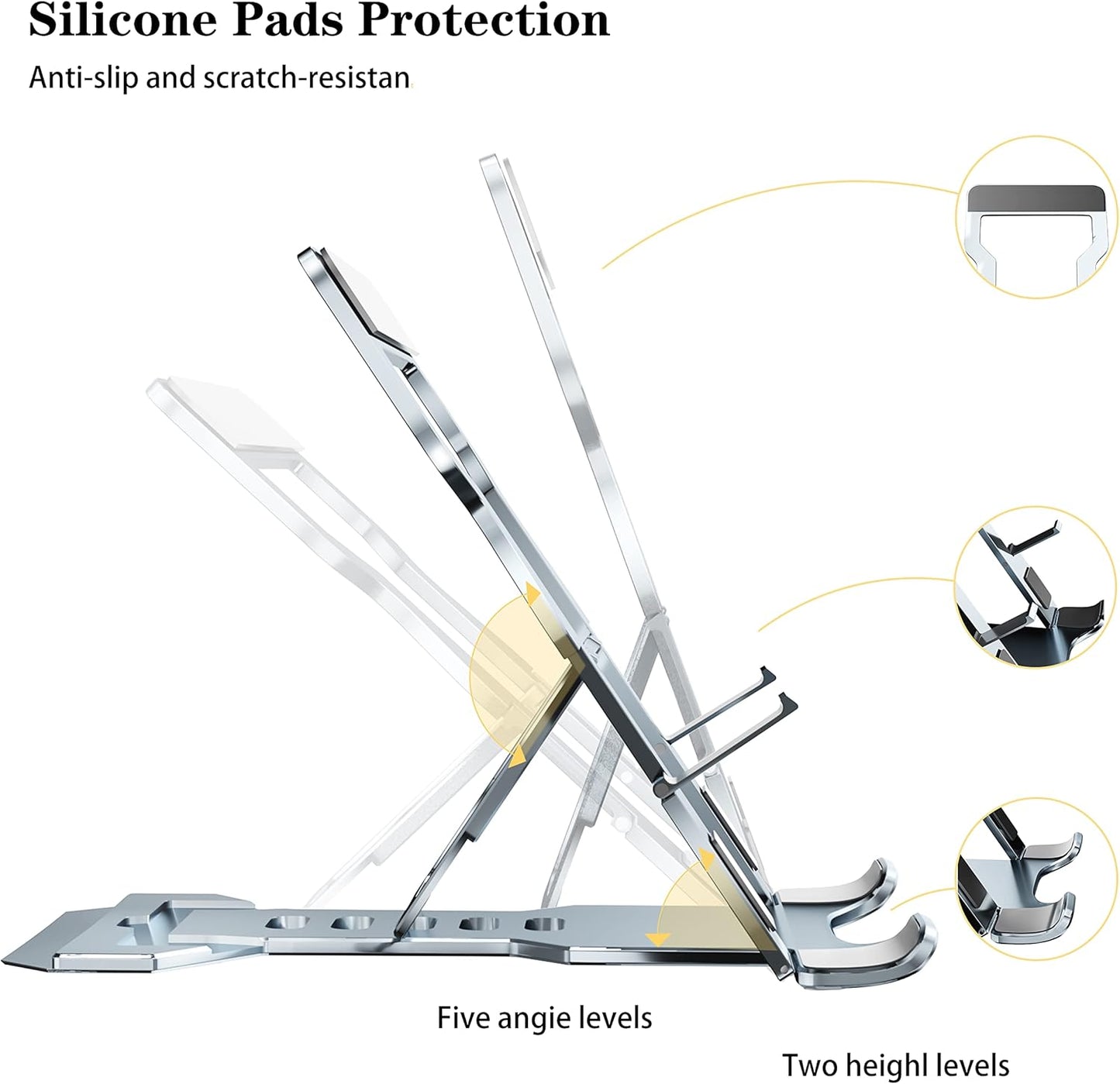 Phone Stand for Desk, Adjustable Cell Phone Stands, Foldable Metal Phone Stands for All Smartphone