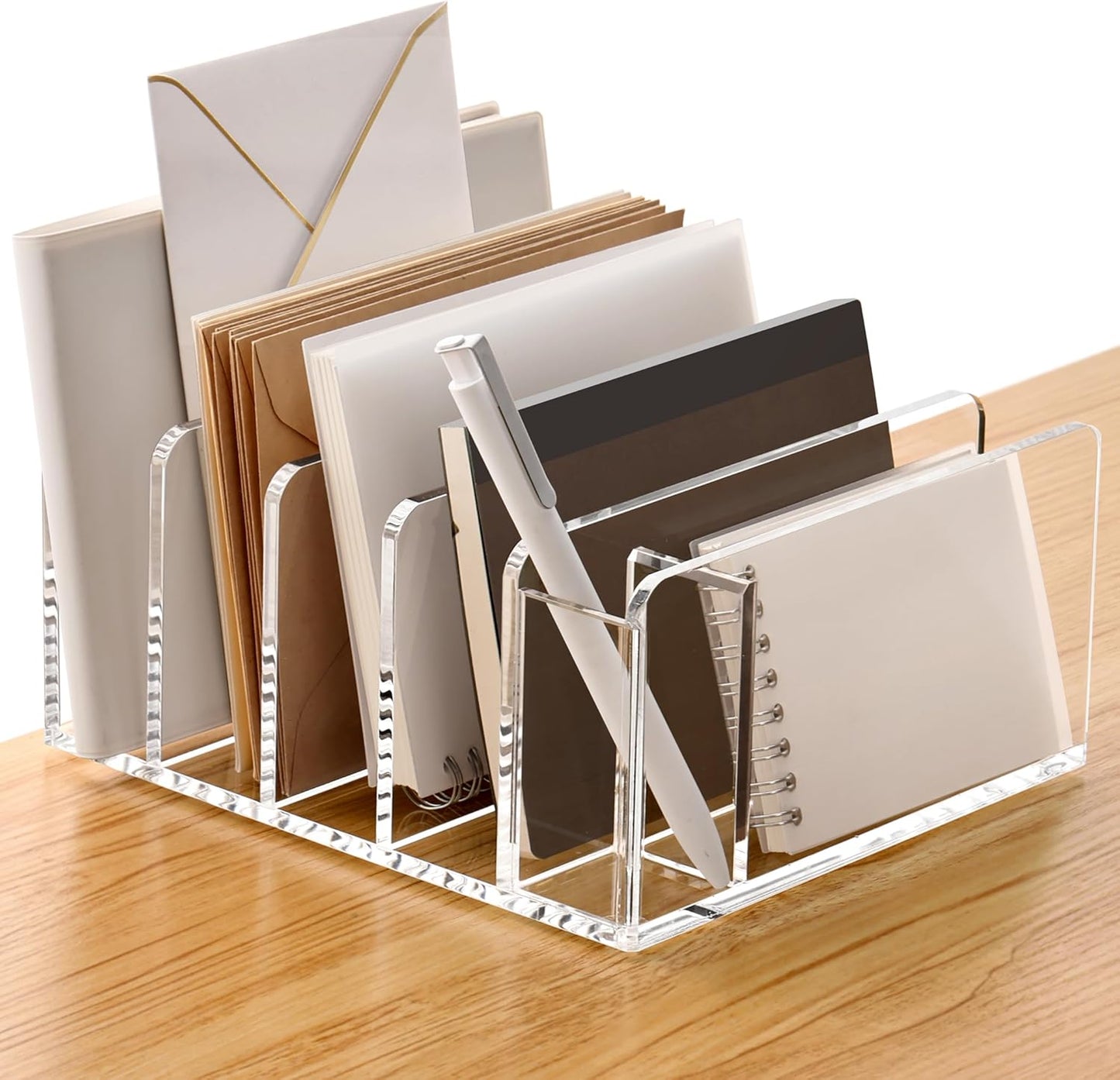 SANRUI 3 Compartments Mail Organizer Letter Holder for Desk ,Vertical Letter Holder,File Sorter Acrylic Desk Organizer Office Supplies,Clear