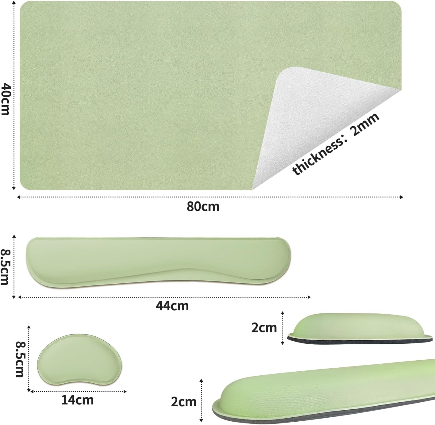 Bloss Leather Desk Pad and Keyboard Wrist Rest, Large Mouse Pad + Keyboard Pad+Mouse Wrist Support, Non-Slip Desk Mat Protector for Office, Home(31.5×15.7 Inches,Beige)