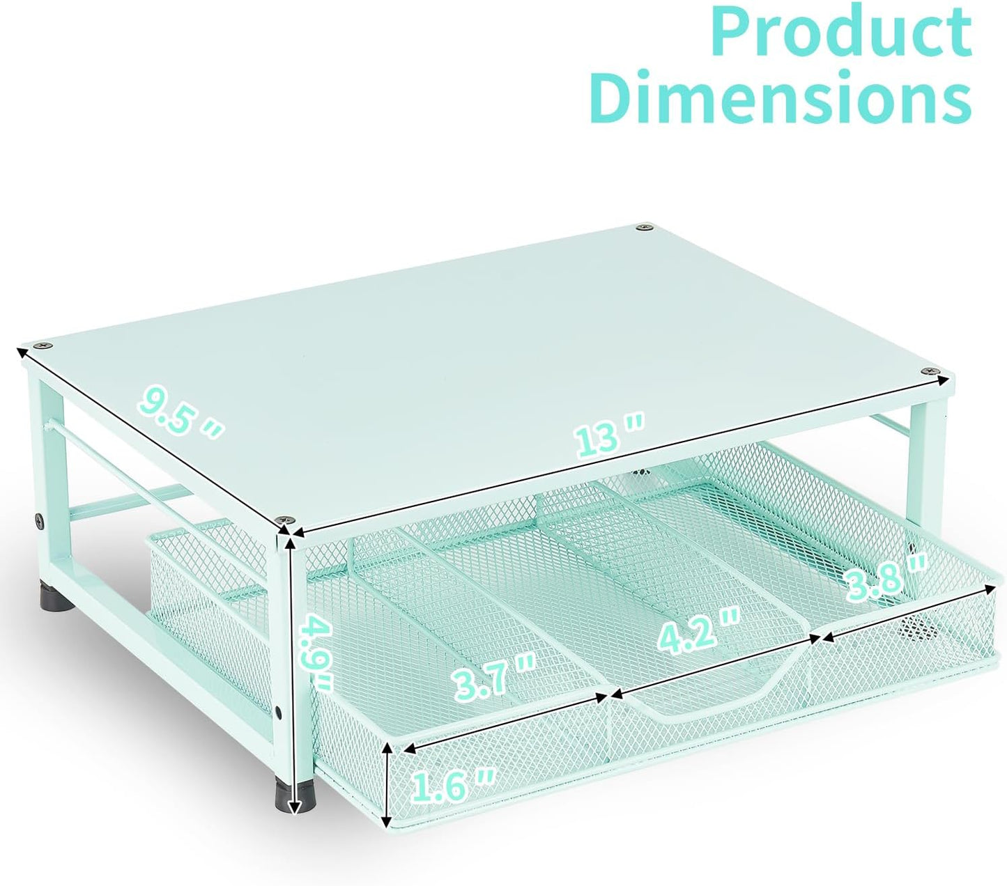 Small Laptop Stand for Desk, Monitor Stand Riser, Office Desk Accessories, Computer Desktop Stand with Drawer for Home, Office, School (Mint Green)
