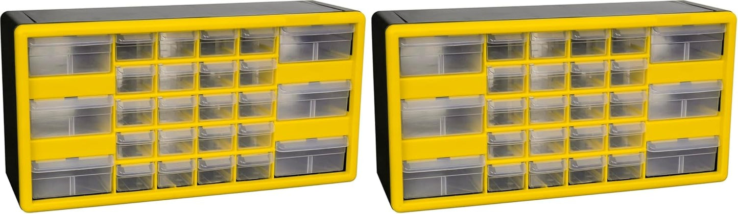 Akro-Mils 24-Drawer Plastic Drawer Storage Cabinet for Garage Organization, Bead Organizer, Building Bricks Storage, Teacher Toolbox, Makeup Organizer, 20" W x 6" D x 16" H, 10124 Black