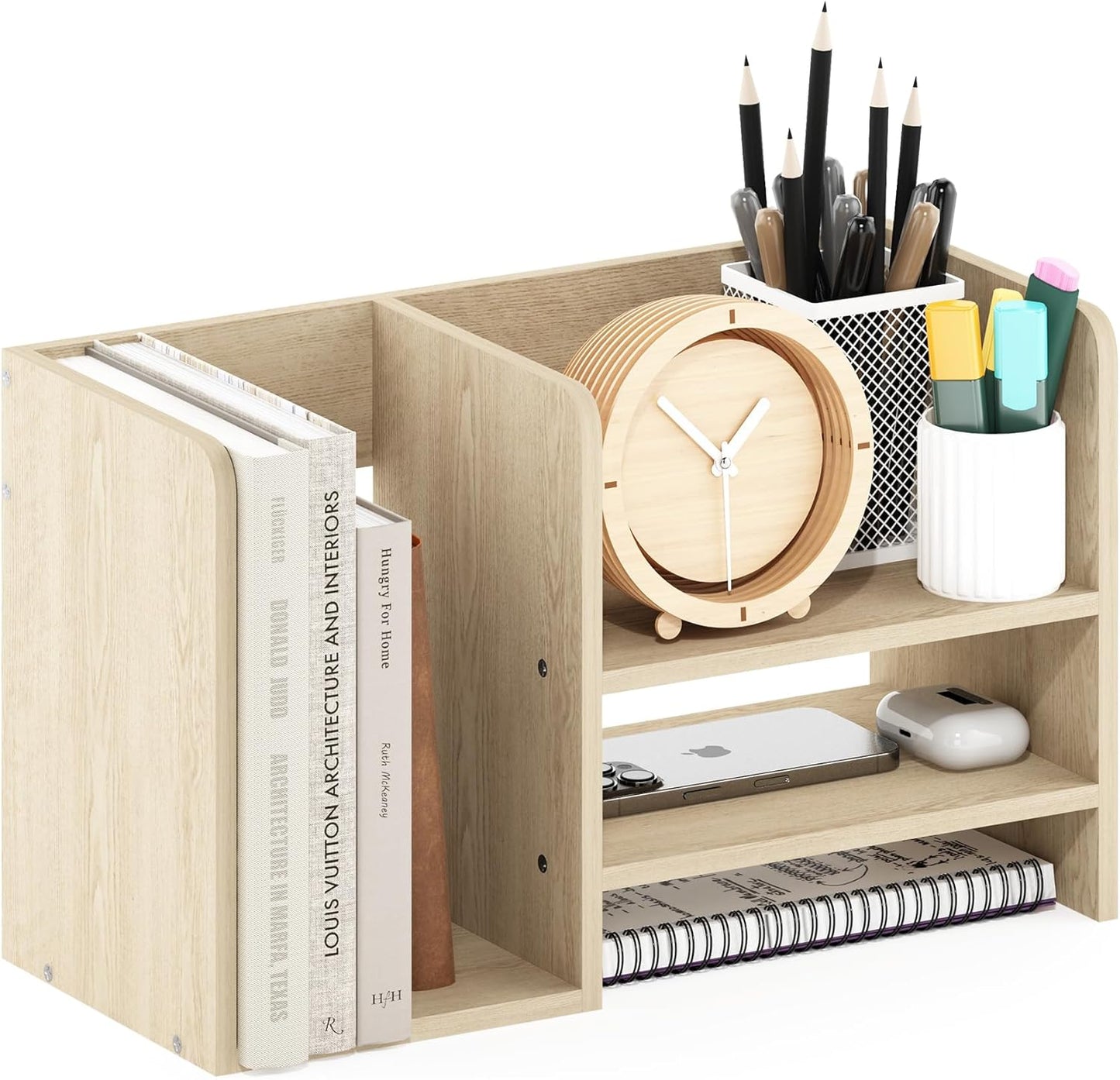 Furinno Classic Desk Organizers and Accessories, 2-Tier Monitor Riser, Office Organization, Desk Top Book Shelf, for Office Supplies, Office Desk Accessories, Dark Espresso