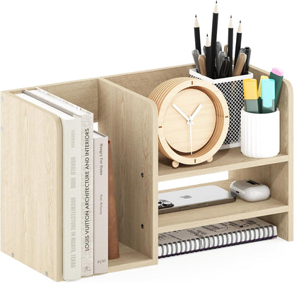 Furinno Classic Desk Organizers and Accessories, 2-Tier Monitor Riser, Office Organization, Desk Top Book Shelf, for Office Supplies, Office Desk Accessories, Dark Espresso