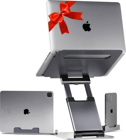 Lifelong Ergonomic Adjustable Laptop Stand for Desk - Height Up to 20" Portable Computer Laptop Riser Holder, Fits All MacBook Air & 10 15 17 Inches Laptops, Back to School Gift for Men & Women