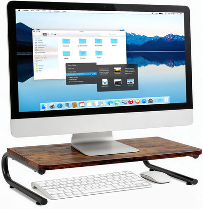 ARCOBIS Monitor Riser for Desk, Wood & Metal Computer Monitor Stand, Laptop, PC, Printer Stand Riser, Rustic Brown