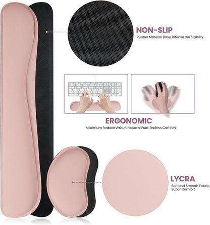 Mouse Pad and Keyboard Wrist Rest, 3-in-1 Large Keyboard and Mouse Pad Set, Ergonomic Wrist Rest for Computer Keyboards, Non-Slip Desk Mat Protector for Women (Purple Pink, 31.5" X 15.7")