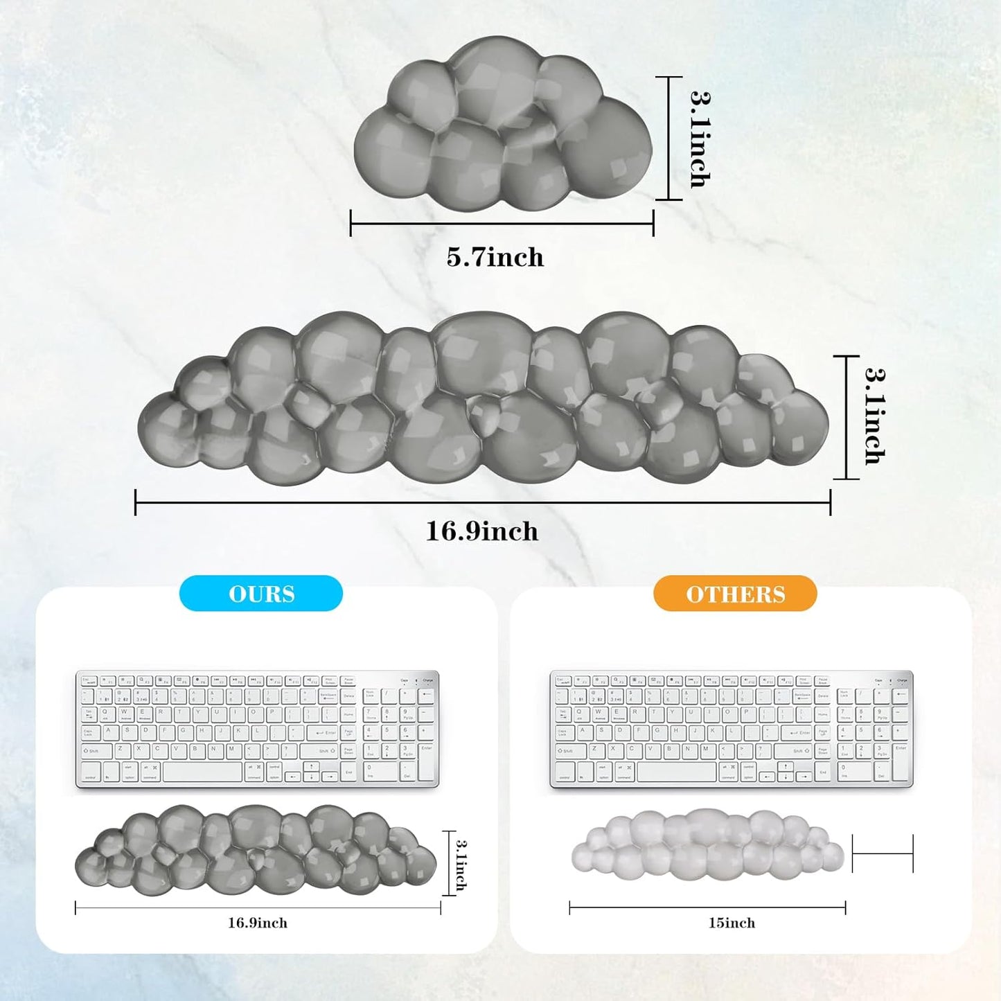 Gel Cloud Keyboard and Mouse Wrist Rest, Cute Wrist Support and Arm Support Keyboard Rest for Keyboard and Mouse Typing Pain Relief，Suitable for Office/Computer/Laptop/Gaming (Pink)