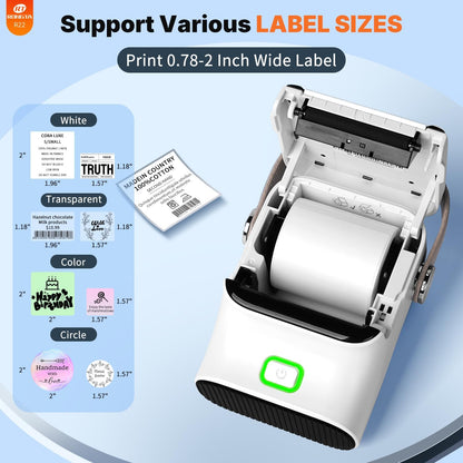Rongta Bluetooth Label Maker Machine with Tape, Thermal Label Printer for Office, Small Business Essentials, Home Organization, Portable Inkless Sticker Label Maker with 2x1.18 inch Labels
