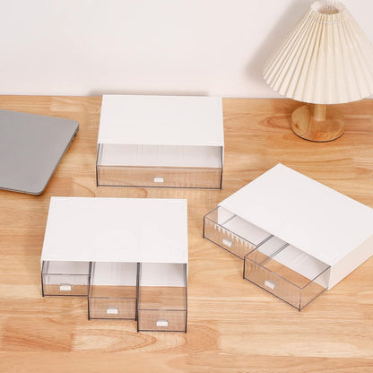 Desk Organizer Stackable Storage with 6 Drawers Stackable Drawers for Desk Storage, Makeup Storage Accessories, Desktop Accessories with Drawers, White