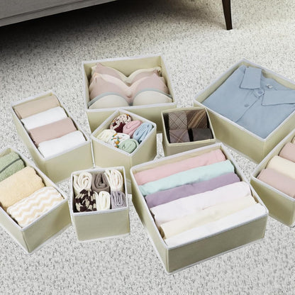 Fordonral 12 Pack Drawer Organizer Clothes, Foldable Fabric Dresser Organizer Closet Organizers and Storage Box for Underwear,Folded Clothes,Baby Clothing,Socks,Bra,Towels,Ties(12 Pack,Gray)