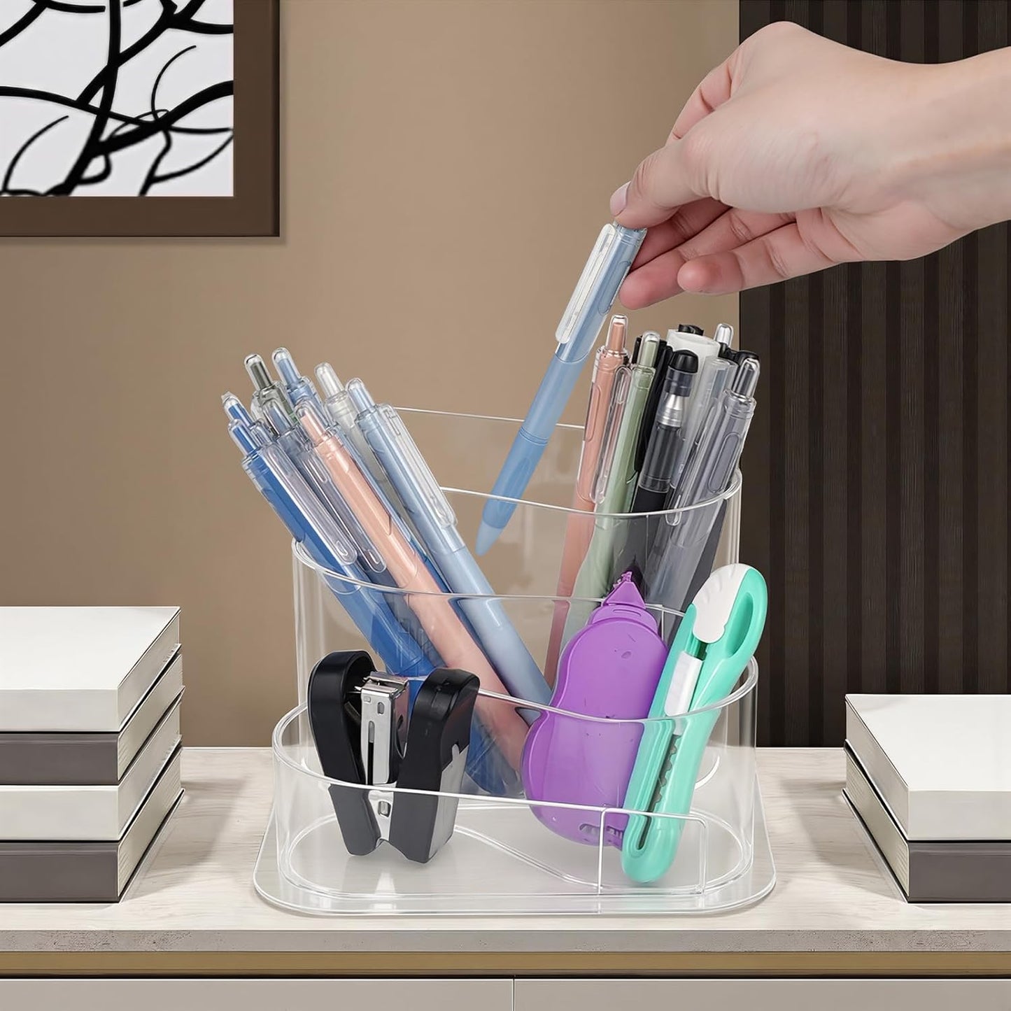 Pencil Holder, Aesthetic Desk Pen & Makeup Brush Organizer, Decorative Desk Organizer Storage for Home, School, Office
