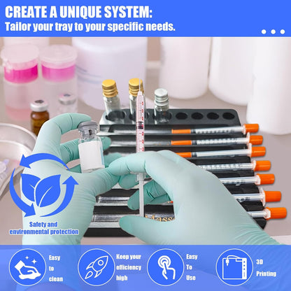 Aesthetic Practitioner Syringe Tray with Vial Holder, Bamboo Vial Holder Syringe Tray for 2-in-1 Combination, Syringe Storage Organizer for Aesthetic Practitioners and Small Vial Racks