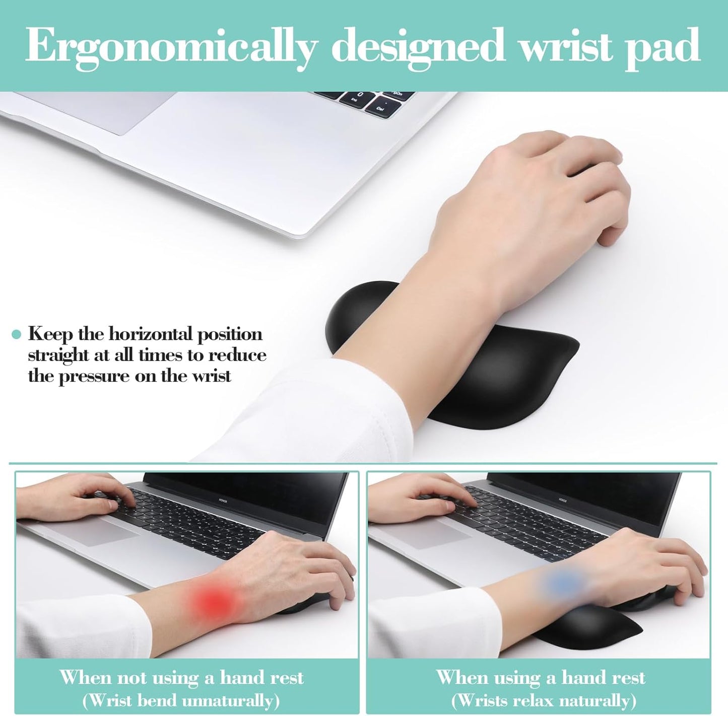 Wrist Rest for Keyboard and Mouse Pad, Ergonomic Memory Foam Keyboard Wrist Rest Set, Luxe Leather, Non-Slip Desk Accessories for Office and Home (Green)