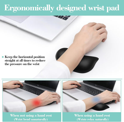 Wrist Rest for Keyboard and Mouse Pad, Ergonomic Memory Foam Keyboard Wrist Rest Set, Luxe Leather, Non-Slip Desk Accessories for Office and Home (Green)