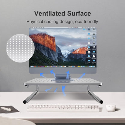 suptek Monitor Stand Riser for Computer,Laptop,Printer, Notebook and All Flat Screen Display with Vented Metal Platform and 4 Inches Height Underneath Storage (MST004)