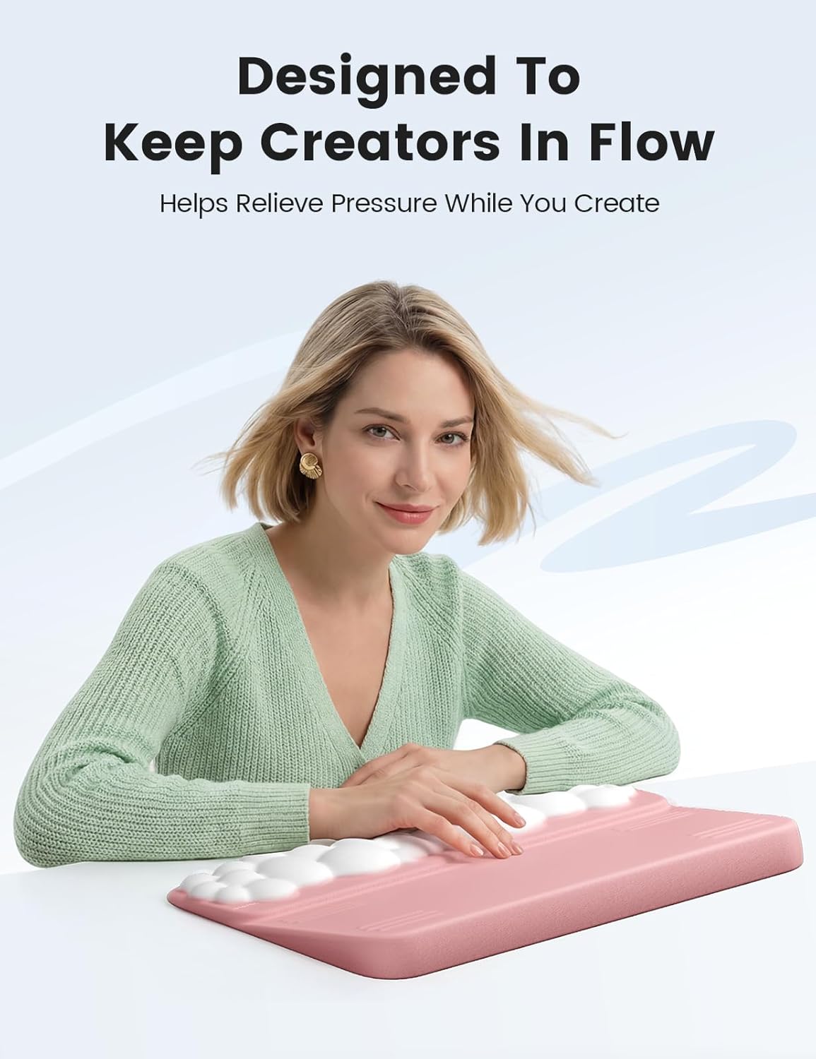 Vaydeer Wrist Rest and Keyboard Stand, Computer Wrist Support Pad Soft Memory Foam, Ergonomic Cloud Keyboard Riser Holder Lifter Tilted Wrist Cushion for Desk, Palm Hand Typing for Office Home Gaming