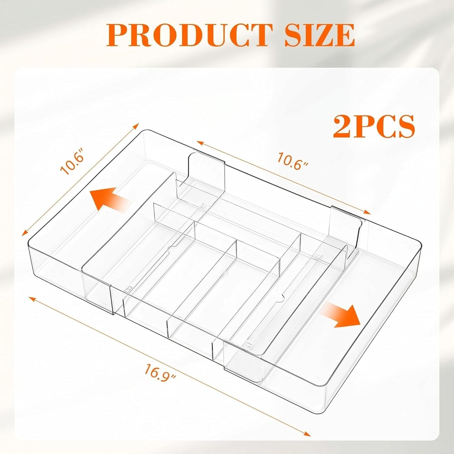 Briwooody 1 Pcs Large Expandable Acrylic Drawer Organizers, Grid Adjustable Drawer, Dividers Organizer for Desk, Makeup, Jewelry, Office, Kitchen Supplies (Clear,11 Compartments)
