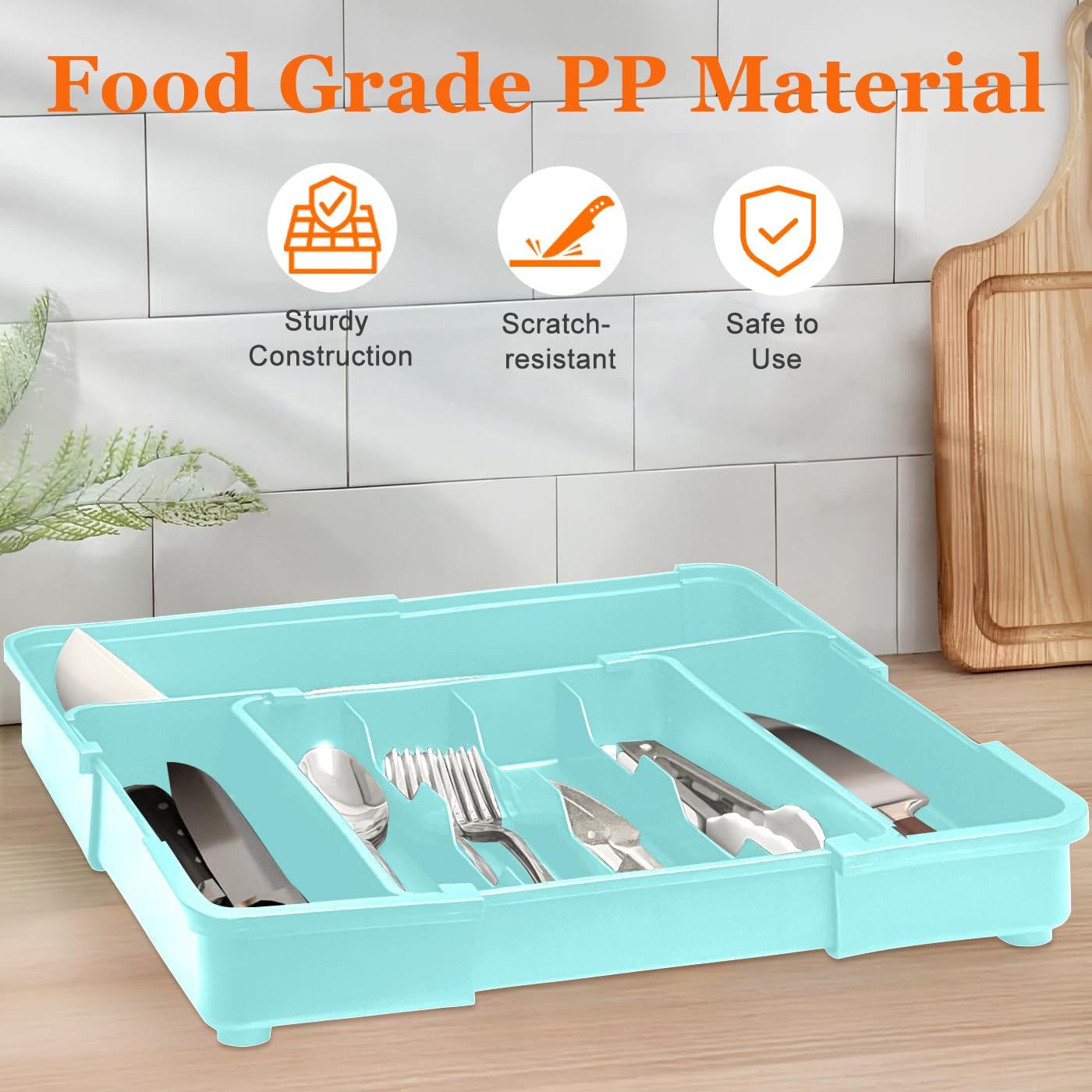 Spaclear Silverware Organizer - Expandable Kitchen Drawer Organizer, Utensil Drawer Organizer, Adjustable Plastic Flatware and Cutlery Holder, Kitchen Organizers Storage for Forks Knives, Black