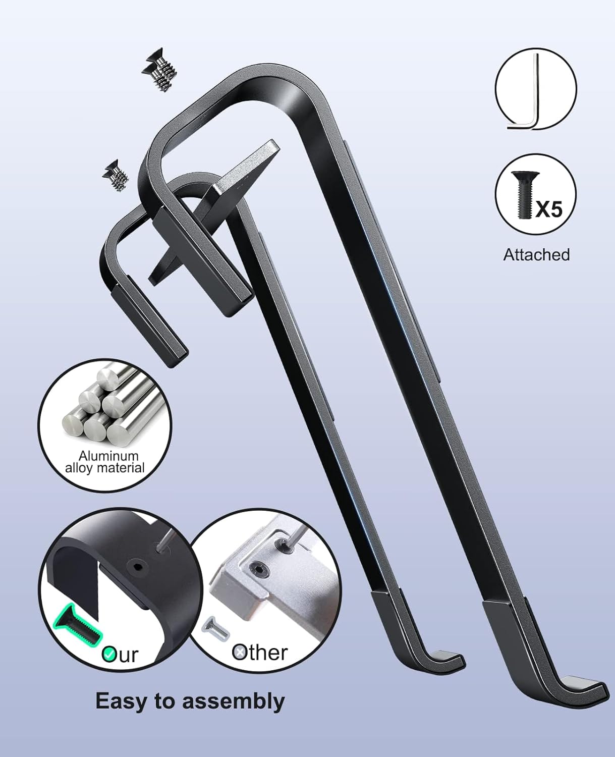 Soqool Laptop Stand for Desk,Aluminum Computer Stand for Cooling,Sturdy Stable Ergonomic Laptop Riser Compatible with MacBook Pro Stand Air/Dell/HP/Lenovo 10-16.2inch Notebook,Work Home Office