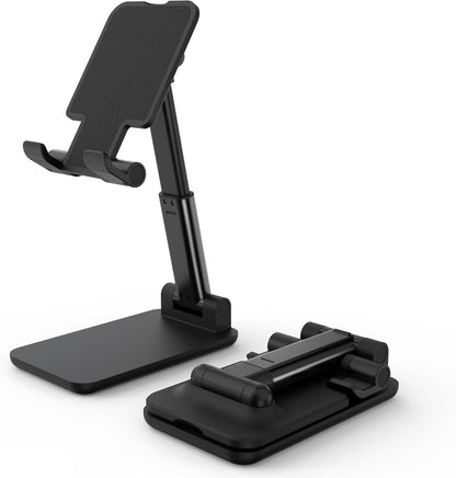 Cell Phone Stand, Adjustable Angle and Height Cell Phone Holder for Desk, Foldable and Portable, Anti-Slip Silicone Pad, Compatible with All Mobile Phones and 4-8 Inch Devices, Pink