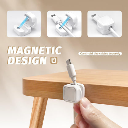 Quacc 6 PCS Magnetic Cable Clips Cord Organizer Holder Clips Desktop Cable Management for Home Desk Nightstand Car Wall - White