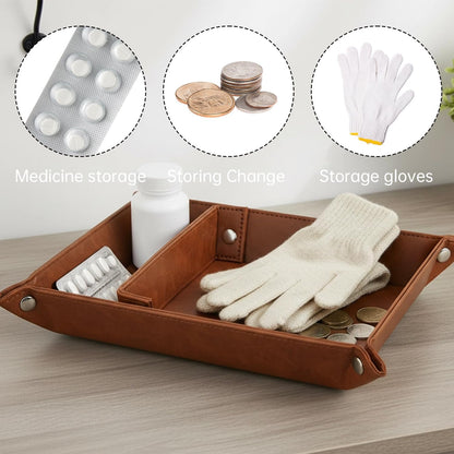 Multi-functional storage tray - suitable for jewelry, wallets, watches, keys, coins, mobile phones, glasses - very suitable as a storage tray for bedside tables, desks and doorways.