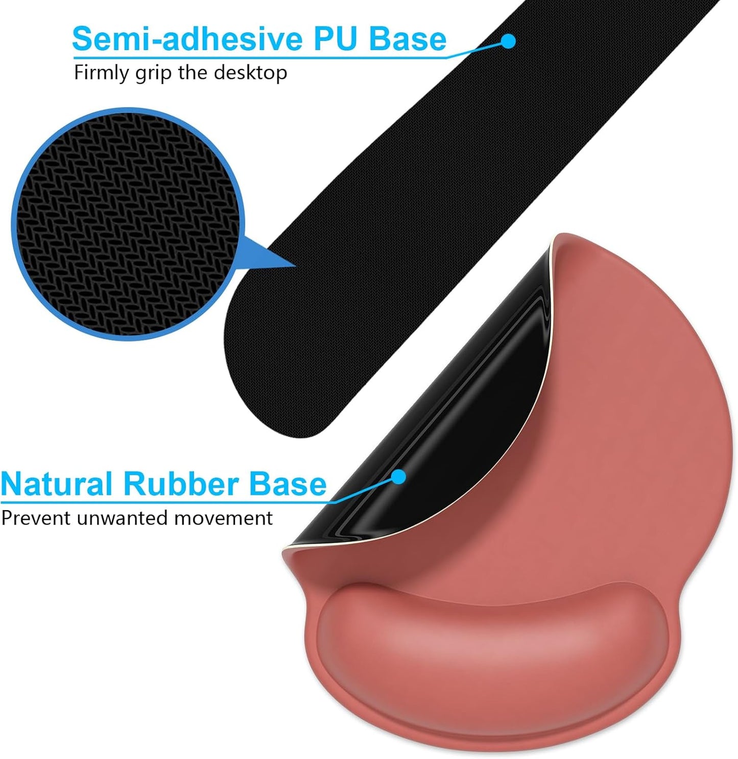 Dapesuom Keyboard Wrist Rest and Mouse Pad with Wrist Support, Cute Memory Foam Cushion for Keyboard and Mouse Set, Ergonomic Desktop Pad Rests with Non Slip Base for Easy Typing & Pain Relief, Pink