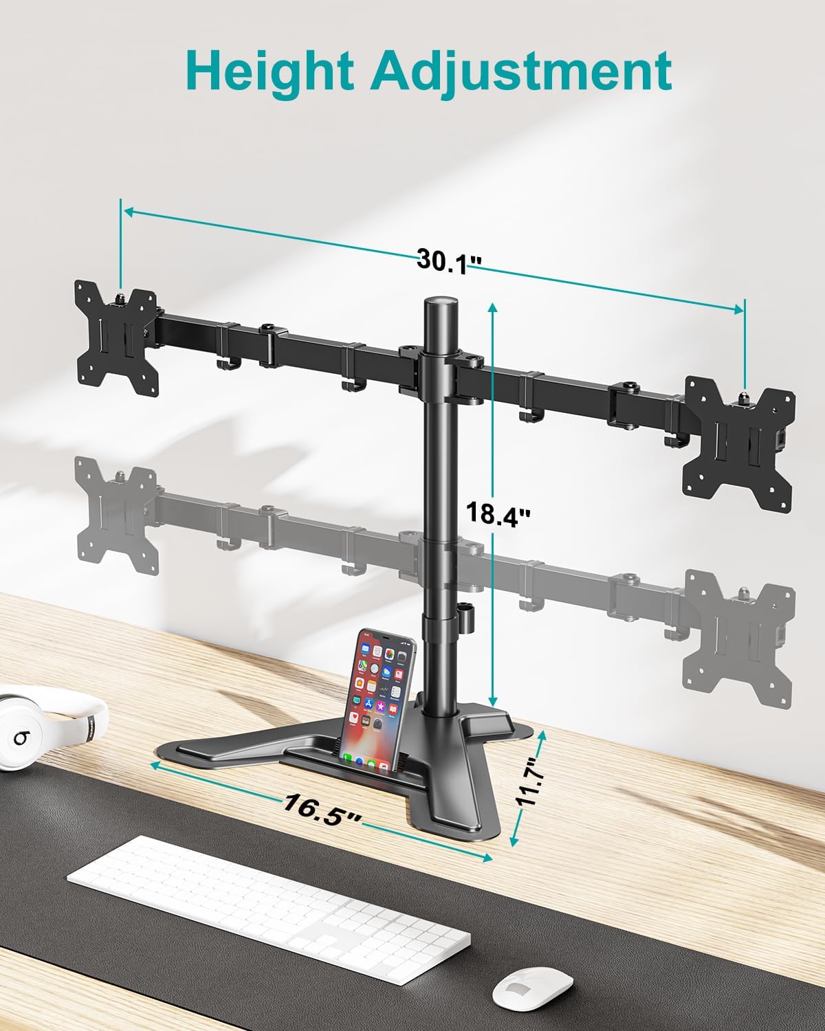 MOUNT PRO Single Monitor Stands Fits 13-32 inch/17.6 lbs Screen, Free-Standing Computer Monitor Mount for Desk, Display Standing with Adjustable Height/Tilt/Swivel/Rotation, VESA 75x75 100x100