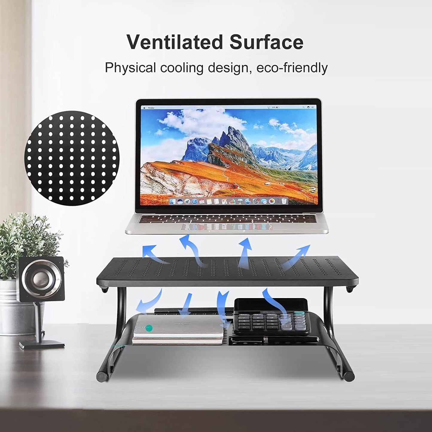 suptek Monitor Stand Riser for Computer,Laptop,Printer, Notebook and All Flat Screen Display with Vented Metal Platform and 4 Inches Height Underneath Storage (MST004)