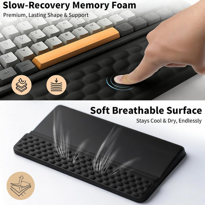 Wrist Rest with Keyboard Stand, Computer Wrist Support Pad, Ergonomic Keyboard Riser Hand Rest Soft Memory Foam Cushion Holder Gaming Typing Desk Accessories for Office Home School（Black）