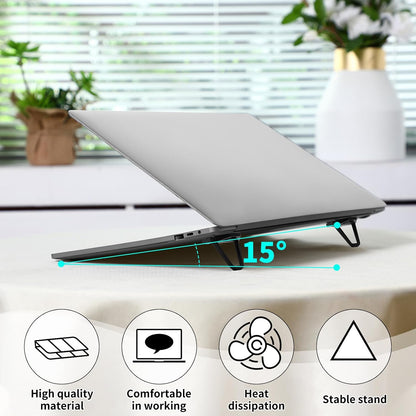 Konohan 4 Pieces Portable Keyboard Laptop Stand Mini Aluminum Keyboard Riser Foldable Cooling Laptop Kickstand Adjustable Lightweight Lifter for Desk Computer Laptops Notebooks 12-17 Inch(Silver)