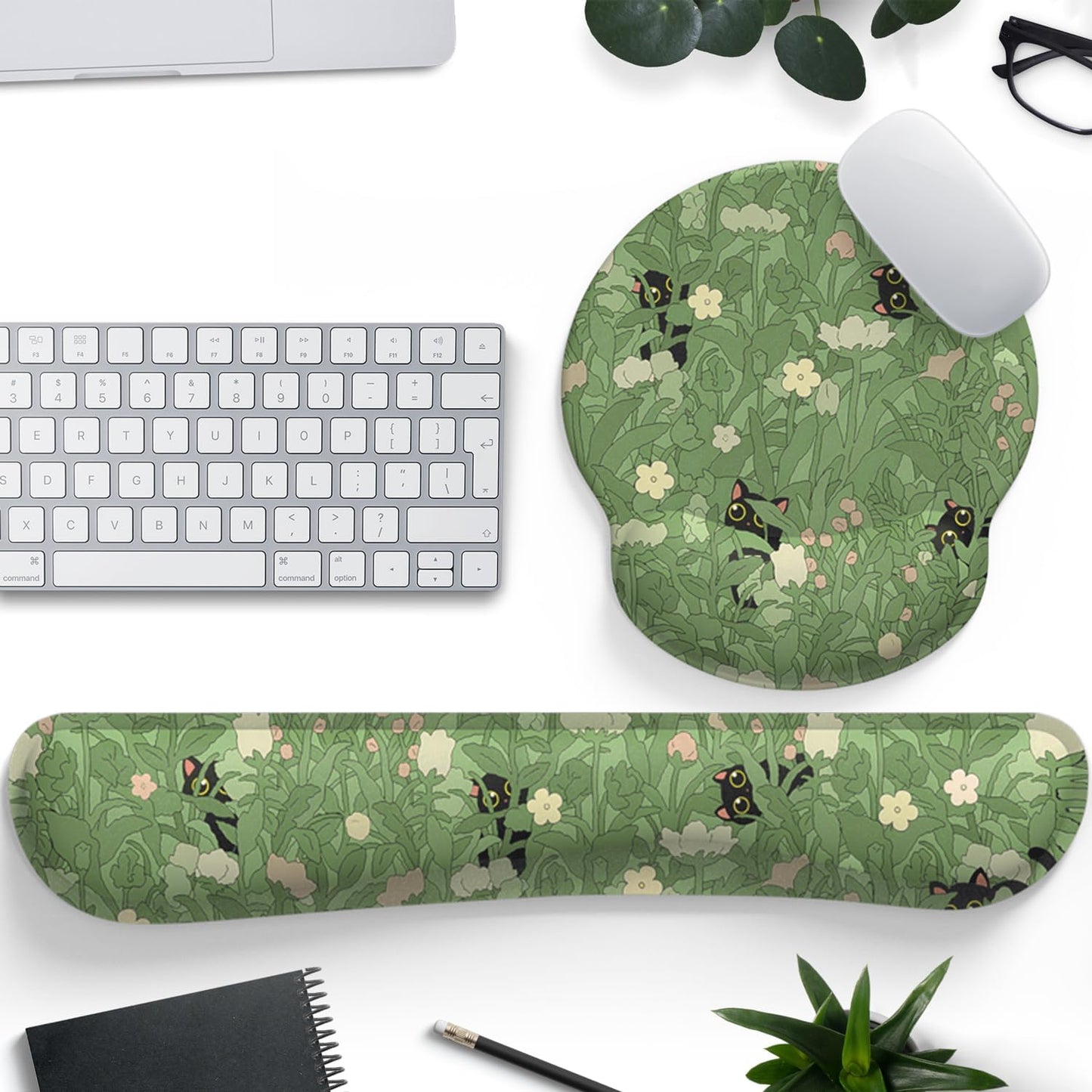 Ghost Book Mousepad with Wrist Rest Halloween Computer Keyboard Mouse Pad Black Cute, Mouse Pad with Wrist Rest for Computer Keyboard, 2 In1 Mousepad with Wrist Support Easy Typing&Relieve Wrist Pai
