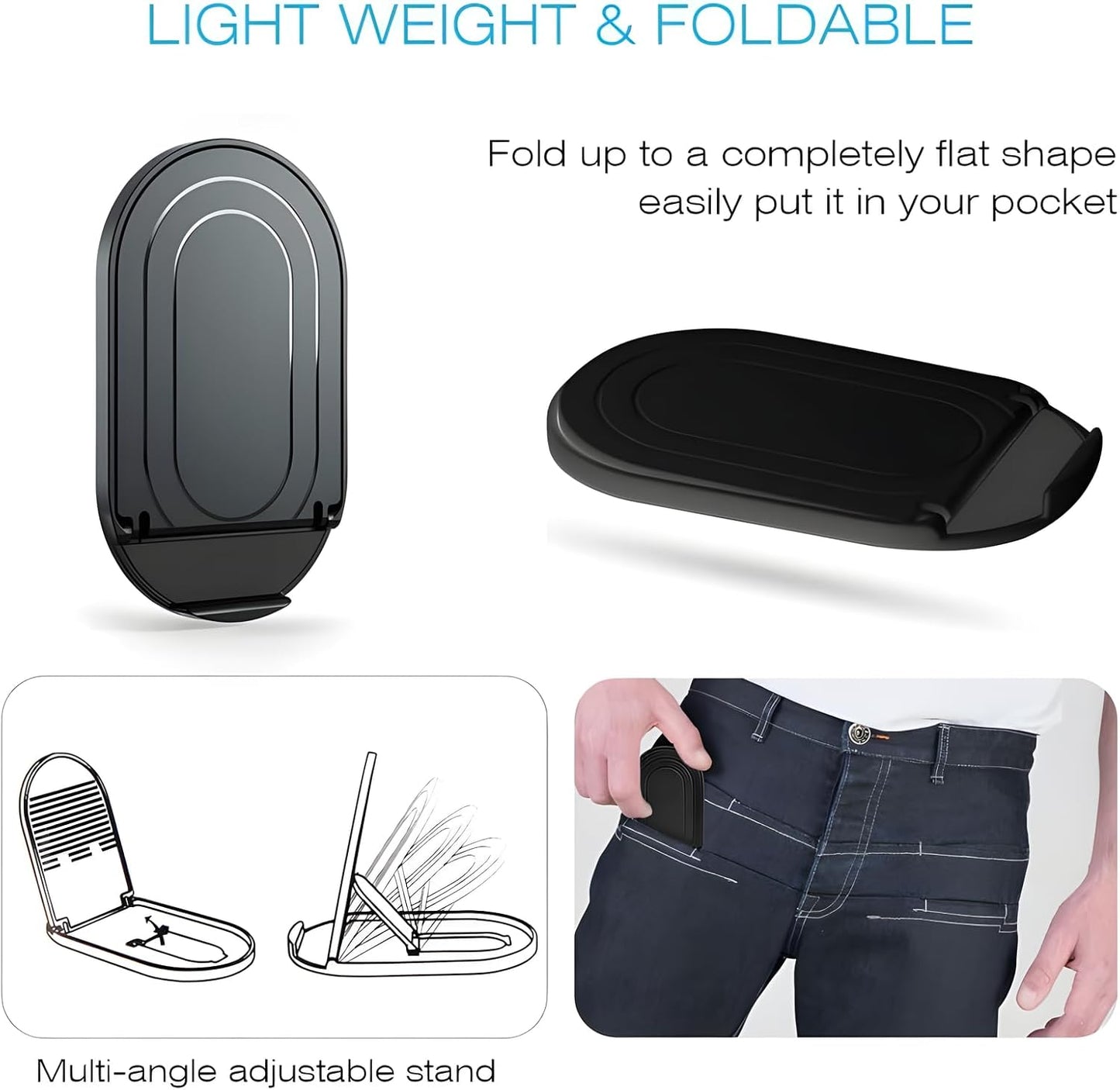 [3-Pack] Cell Phone Stand for Desk, Portable Foldable iPhone Stand Holder Stand, Adjustable Multi-Angle Desktop Cradle for New iPhone 17 16 15 14 Pro Max, Tablet, Travel Airplane Essentials, FaceTime