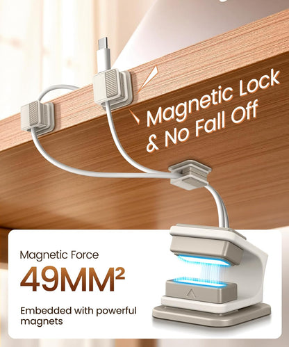 6 Pack Magnetic Cable Clips, Glow in The Dark Cable Holders, GolbinBox Cord Organizer with Shockproof Silicone, Fits up to 8mm Adhesive Cord Clips for Desk, Wall, Nightstand, Car, Home, Office, Blue