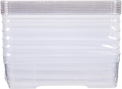 Best Kept 6 Bin Pack, Long Home Organizer Storage Boxes with Lids, Translucent Clear