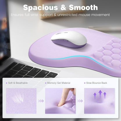 Ospelelf Ergonomic Mouse Pad and Keyboard Stand Wrist Rest Set, Memory Foam Comfort, Pain Relief for Typing, Office Desk Accessories, Moonlit Blossoms