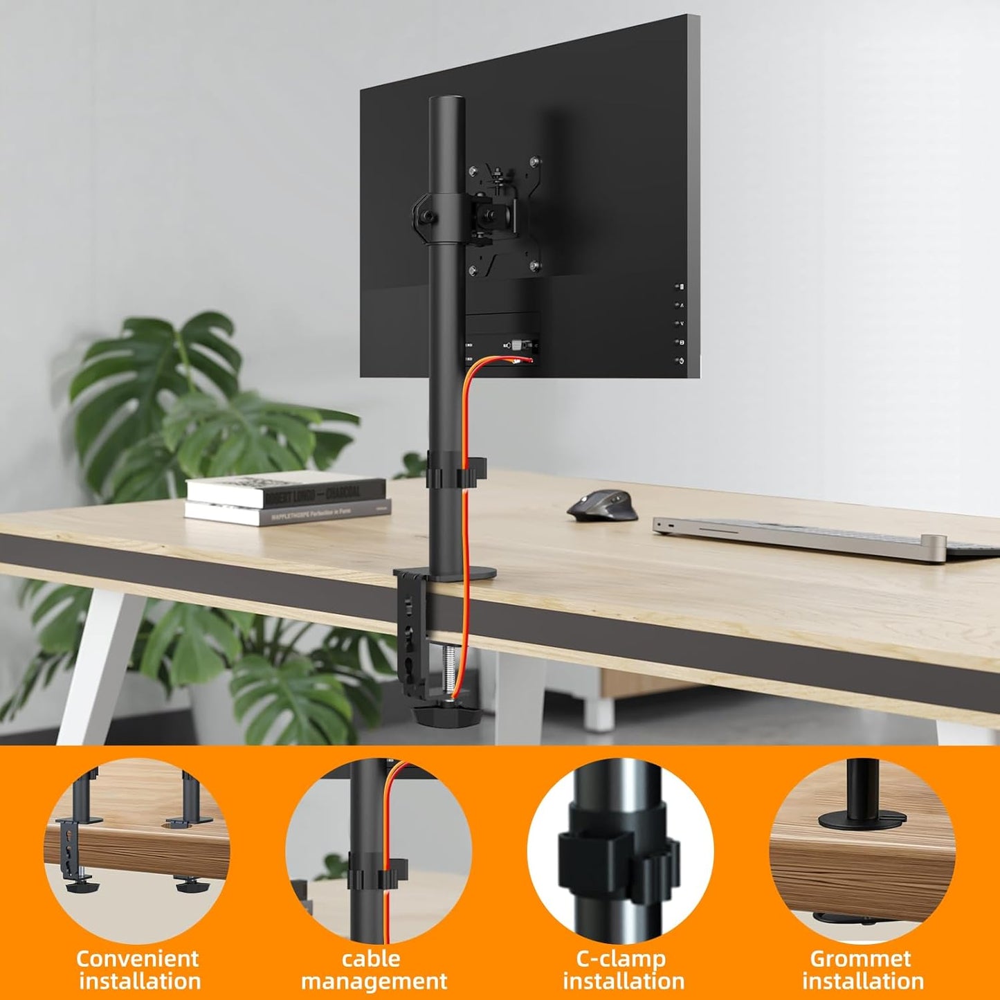 Pholiten Tall Vertically Stacked Dual Monitor Desk Mount Stand,Extra Tall 31 Inch Monitor Stand, Fully Adjustable Monitor arm for 13-32 Inch LCD Screen，Holds up to 22lbs